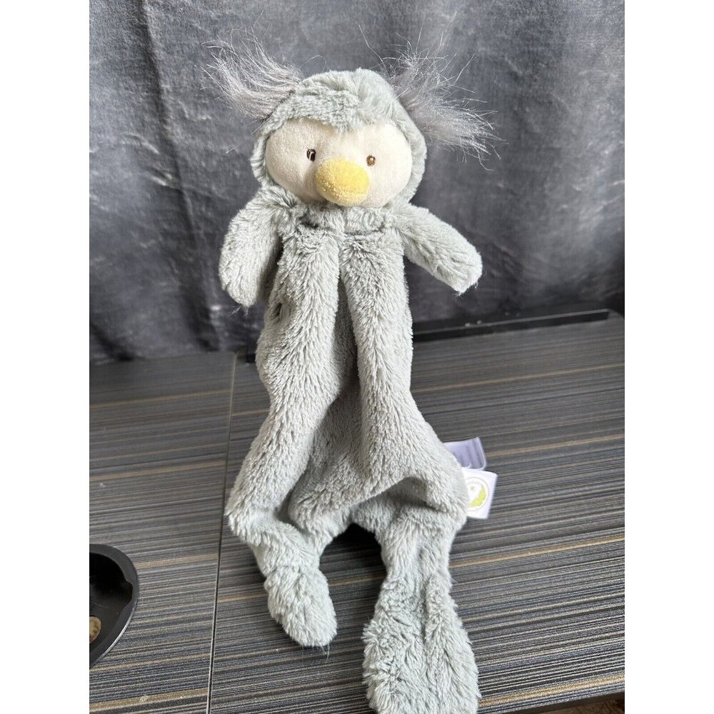 ANIMAL ADVENTURE OWL SECURITY Blanket 14” Gray Plush Grey Lovey Furry Read